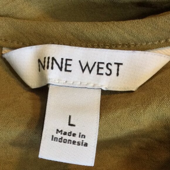 Nine West Olive Green Peplum Top Size Large - Picture 5 of 7